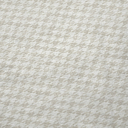 50" X 70" Linen And Ivory Houndstooth Polyester Woven Plush Throw Blanket