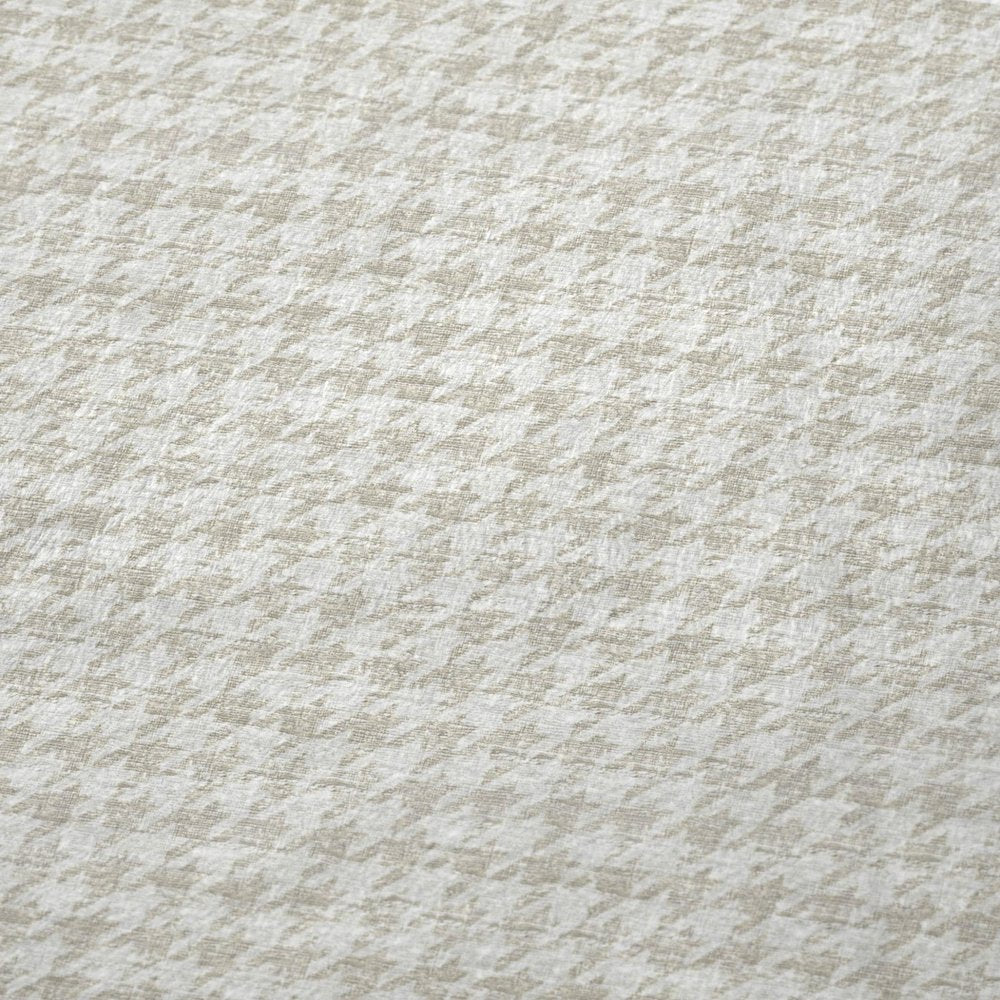 50" X 70" Linen And Ivory Houndstooth Microfiber Plush Throw Blanket