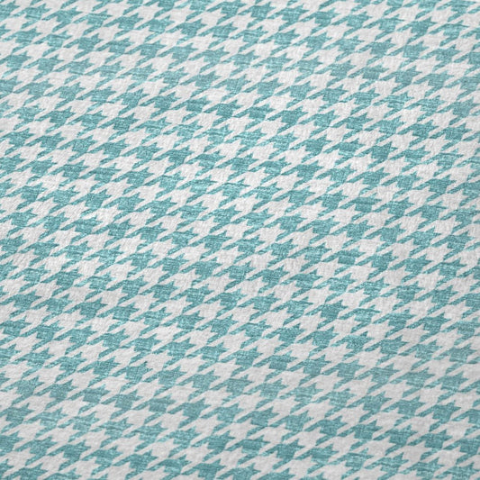 50" X 70" Aqua And White Microfiber Houndstooth Plush Throw Blanket