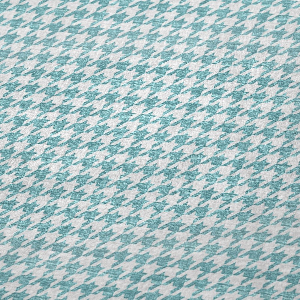50" X 70" Aqua And White Houndstooth Microfiber Plush Throw Blanket