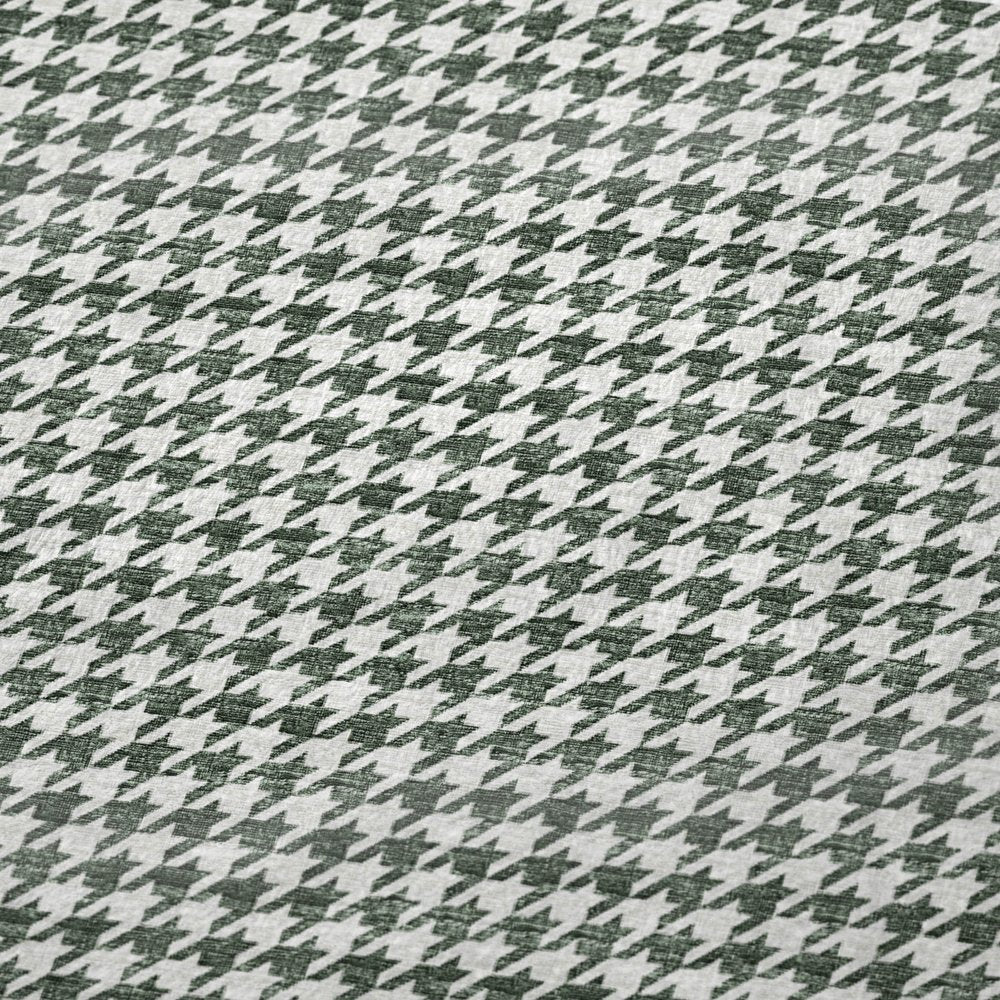 50" X 70" Green And White Houndstooth Polyester Woven Plush Throw Blanket