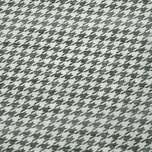 50" X 70" Green And White Houndstooth Polyester Woven Plush Throw Blanket