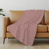 50" X 70" Red And White Houndstooth Polyester Woven Plush Throw Blanket