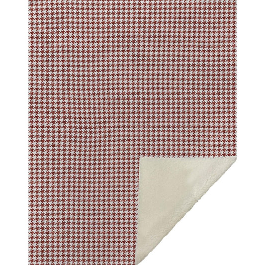 50" X 70" Red And White Microfiber Houndstooth Plush Throw Blanket