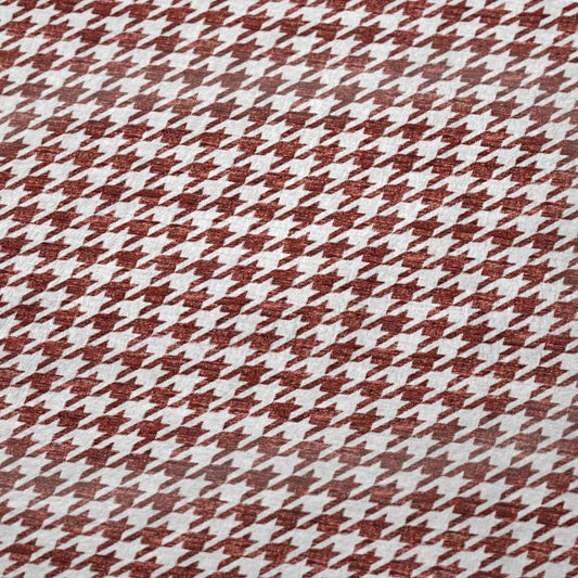 50" X 70" Red And White Microfiber Houndstooth Plush Throw Blanket