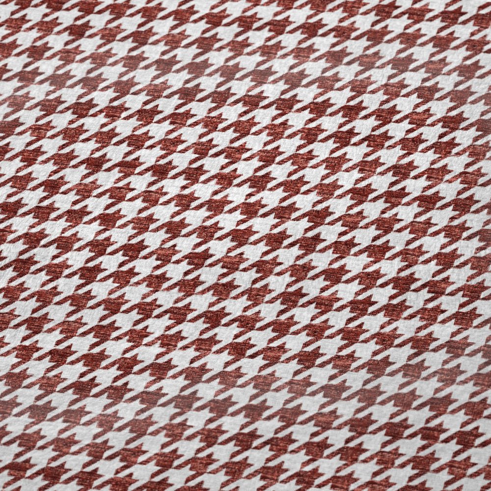 50" X 70" Red And White Houndstooth Polyester Woven Plush Throw Blanket