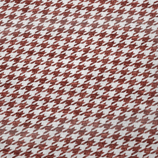 50" X 70" Red And White Houndstooth Polyester Woven Plush Throw Blanket