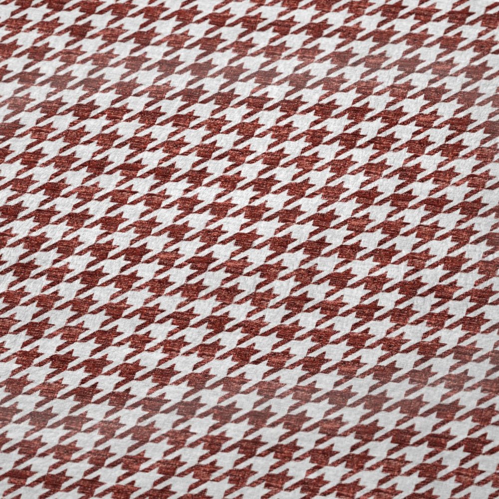 50" X 70" Red And White Houndstooth Microfiber Plush Throw Blanket