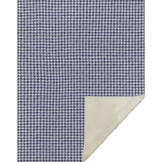 50" X 70" Navy Blue And White Houndstooth Microfiber Plush Throw Blanket