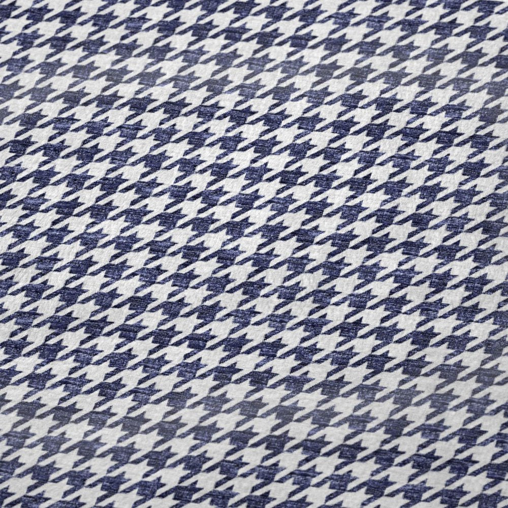 50" X 70" Navy Blue And White Houndstooth Microfiber Plush Throw Blanket