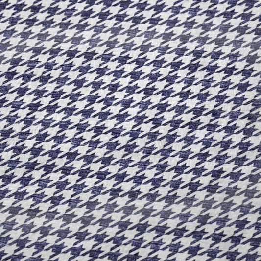 50" X 70" Navy Blue And White Houndstooth Microfiber Plush Throw Blanket