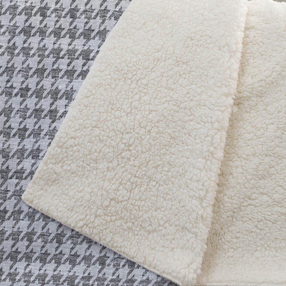 50" X 70" Gray And Light Gray Microfiber Houndstooth Plush Throw Blanket