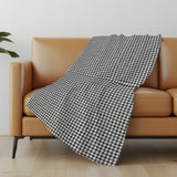 50" X 70" Black And White Houndstooth Polyester Woven Plush Throw Blanket