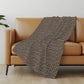 50" X 70" Chocolate And Brown Houndstooth Polyester Woven Plush Throw Blanket