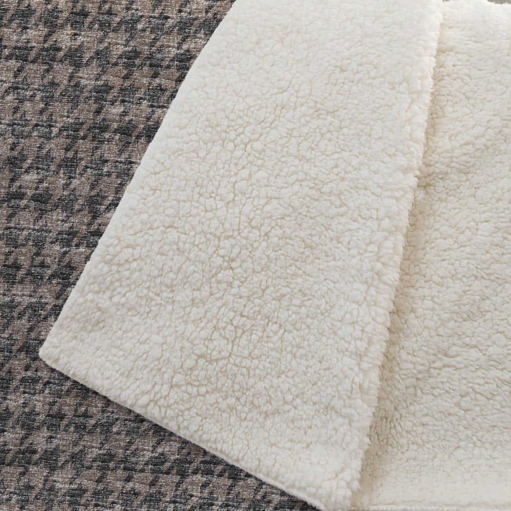 50" X 70" Chocolate And Brown Houndstooth Polyester Woven Plush Throw Blanket