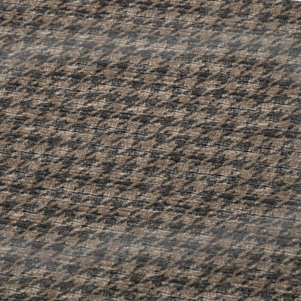 50" X 70" Chocolate And Brown Houndstooth Polyester Woven Plush Throw Blanket