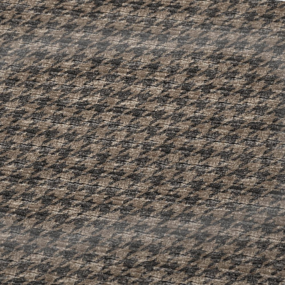 50" X 70" Chocolate And Brown Houndstooth Polyester Woven Plush Throw Blanket