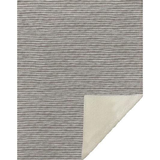 50" X 70" Taupe And Ivory Microfiber Striped Plush Throw Blanket