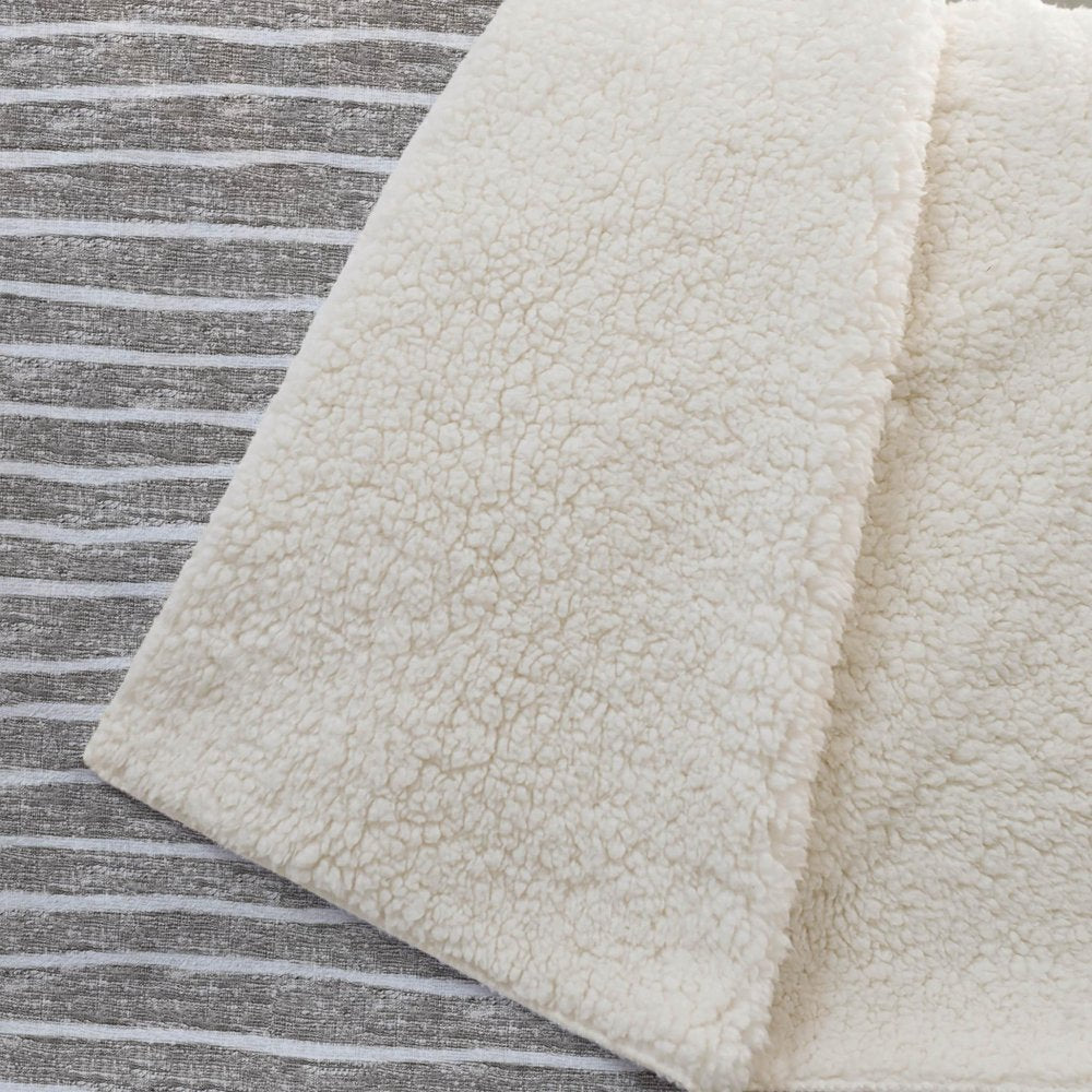 50" X 70" Taupe And Ivory Microfiber Striped Plush Throw Blanket