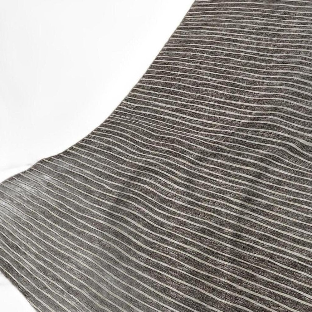 50" X 70" Chocolate And Beige Striped Polyester Woven Plush Throw Blanket