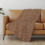 50" X 70" Rust And Beige Striped Polyester Woven Plush Throw Blanket