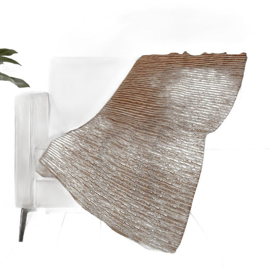 50" X 70" Rust And Beige Striped Plush Throw Blanket
