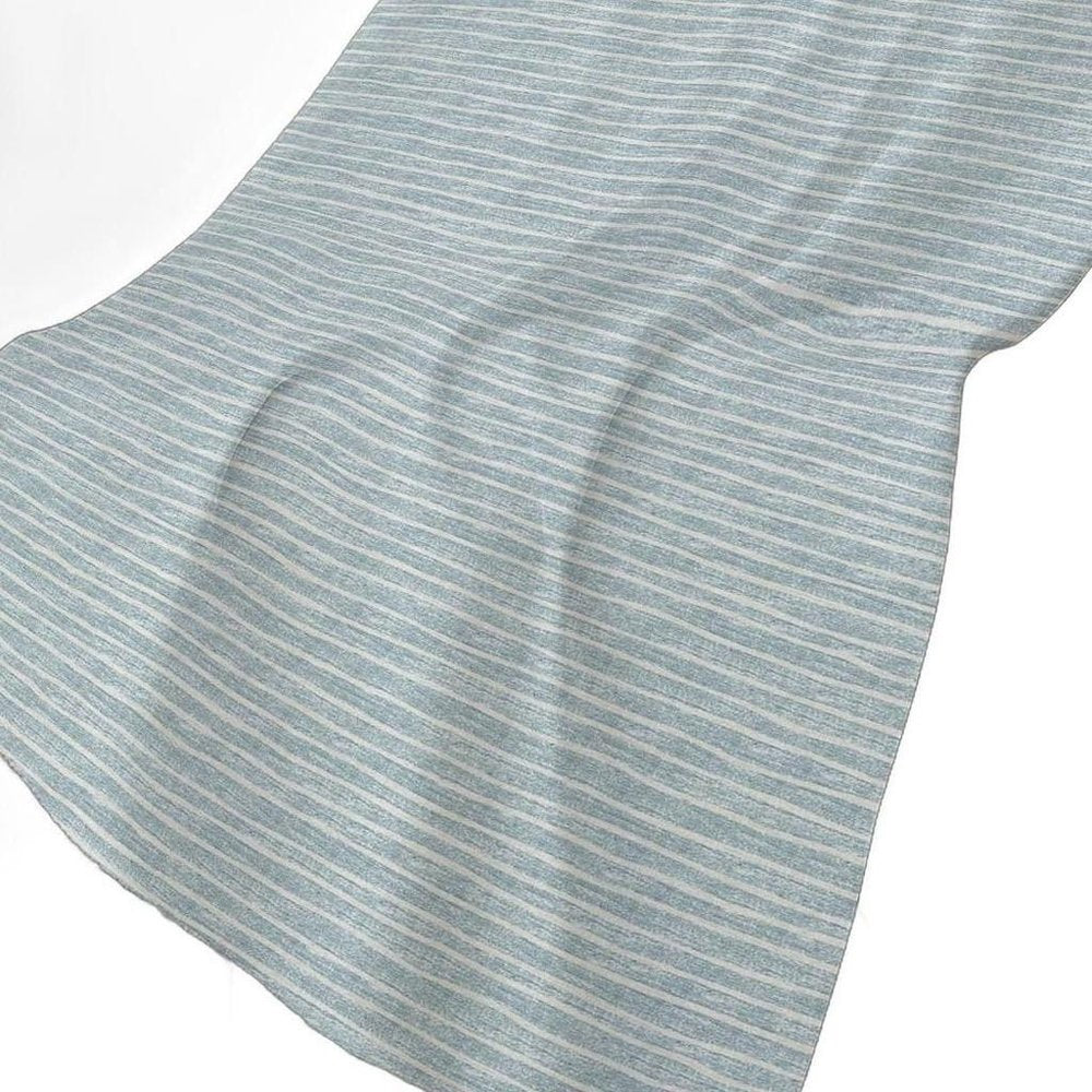 50" X 70" Sky Blue And Ivory Striped Polyester Woven Plush Throw Blanket
