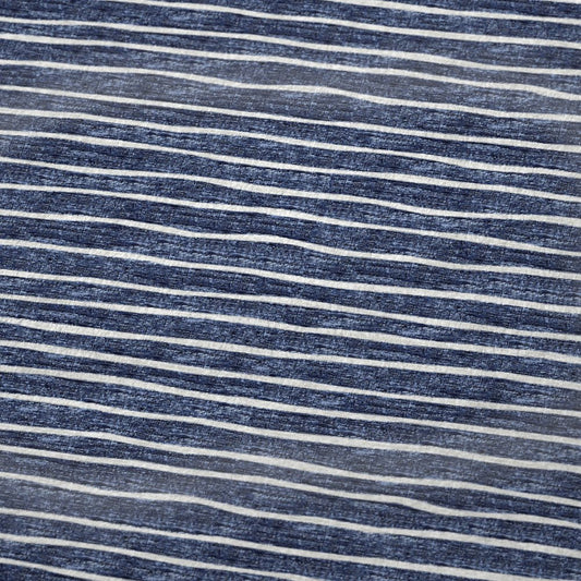 50" X 70" Navy Blue And Ivory Striped Polyester Woven Plush Throw Blanket