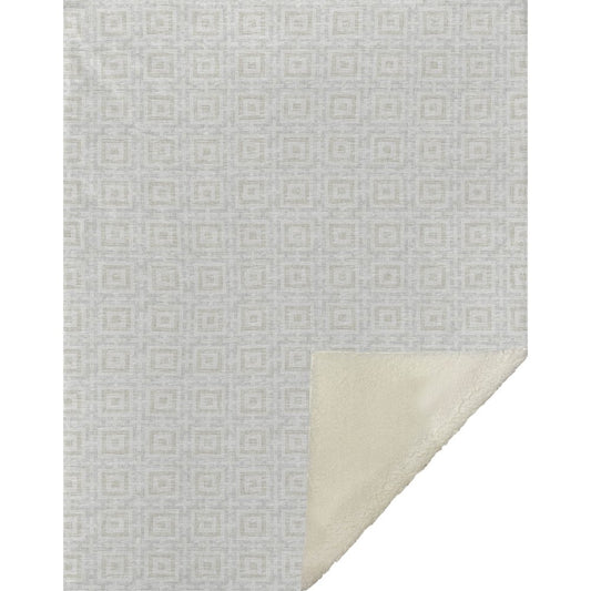 50" X 70" Linen And Ivory Microfiber Geometric Plush Throw Blanket