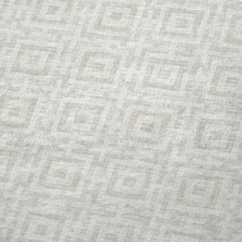 50" X 70" Linen And Ivory Geometric Polyester Woven Plush Throw Blanket