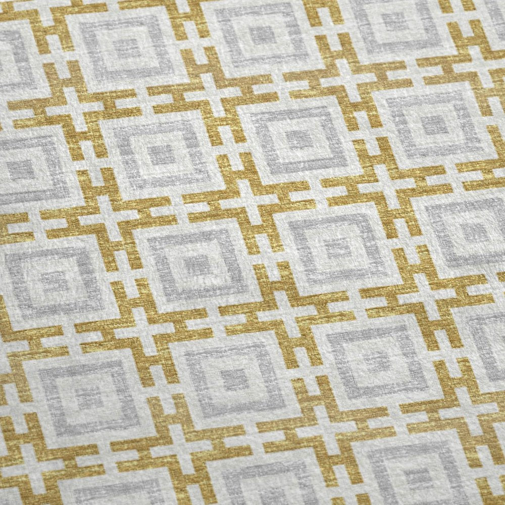 50" X 70" Gold Ivory And Gray Geometric Plush Throw Blanket