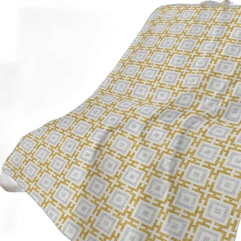 50" X 70" Gold Ivory And Gray Geometric Plush Throw Blanket