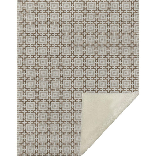 50" X 70" Taupe And Beige Microfiber Geometric Plush Throw Blanket
