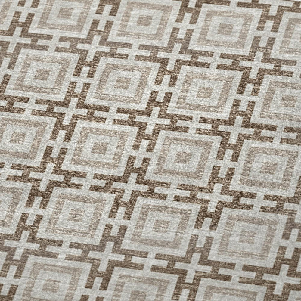 50" X 70" Taupe And Beige Microfiber Geometric Plush Throw Blanket