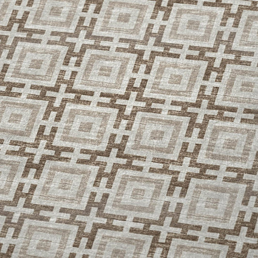 50" X 70" Taupe And Beige Microfiber Geometric Plush Throw Blanket
