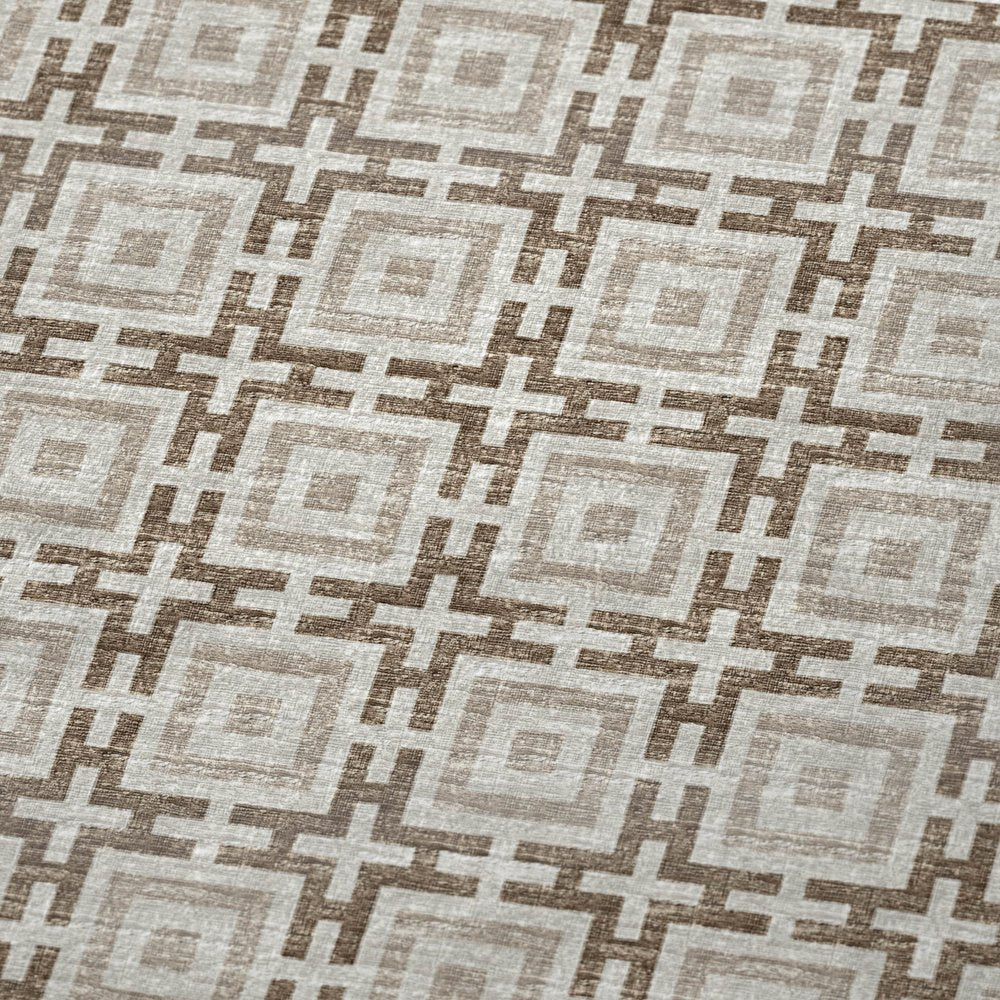 50" X 70" Taupe And Beige Geometric Polyester Woven Plush Throw Blanket