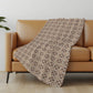 50" X 70" Rust And Beige Geometric Polyester Woven Plush Throw Blanket