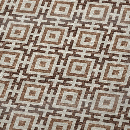 50" X 70" Rust And Beige Geometric Plush Throw Blanket