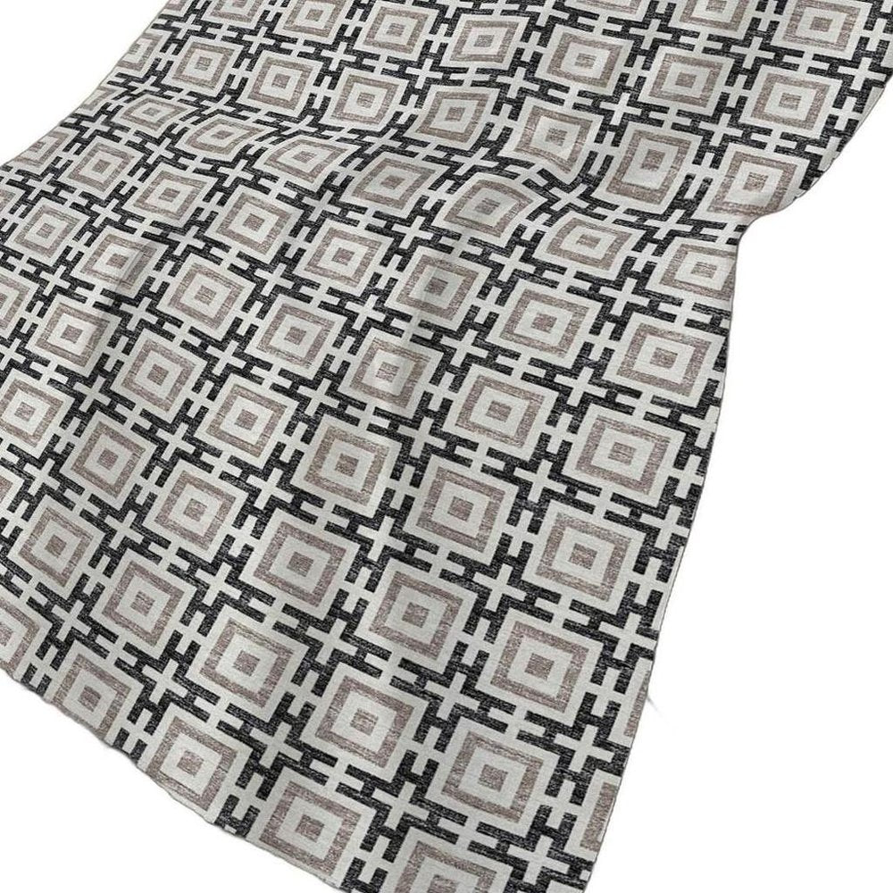 50" X 70" Black And Ivory Geometric Polyester Woven Plush Throw Blanket
