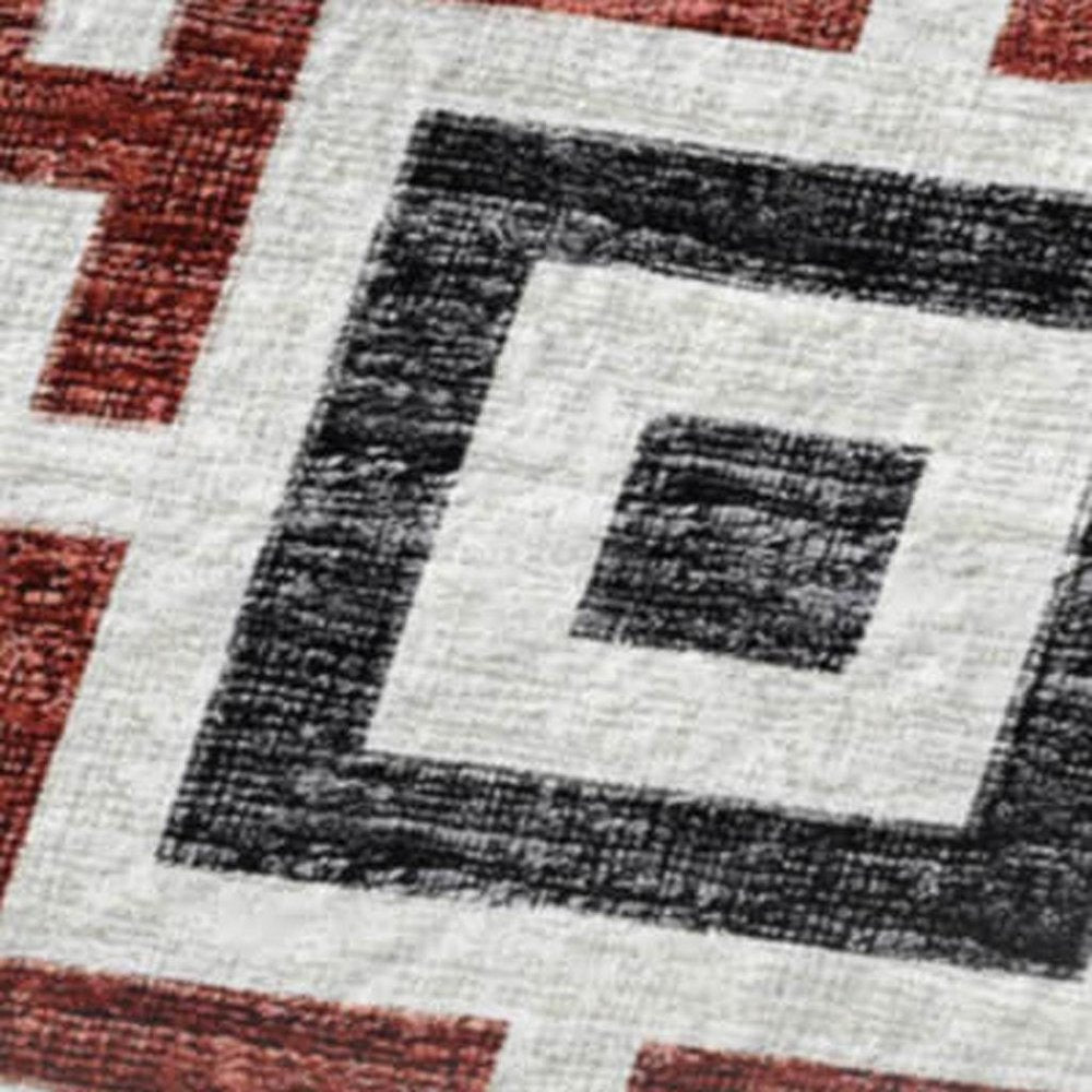 50" X 70" Red Ivory And Black Microfiber Geometric Plush Throw Blanket