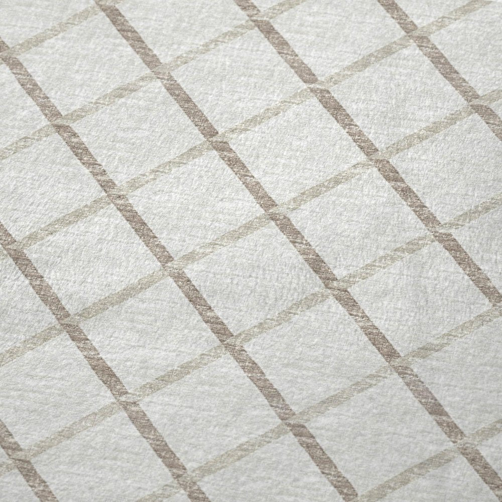 50" X 70" Ivory And Taupe Geometric Microfiber Plush Throw Blanket
