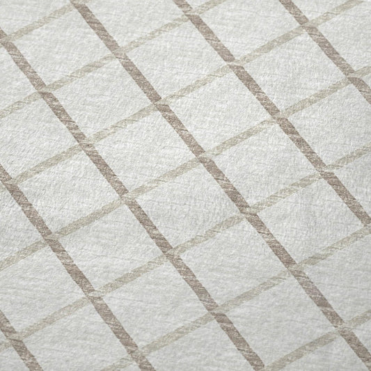 50" X 70" Ivory And Taupe Microfiber Geometric Plush Throw Blanket