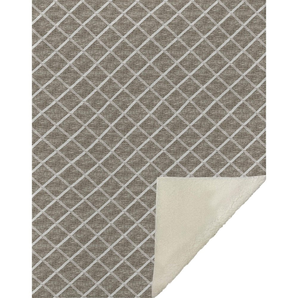 50" X 70" Taupe And Beige Microfiber Geometric Plush Throw Blanket