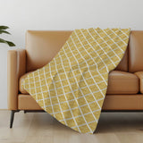 50" X 70" Gold And Ivory Geometric Polyester Woven Plush Throw Blanket