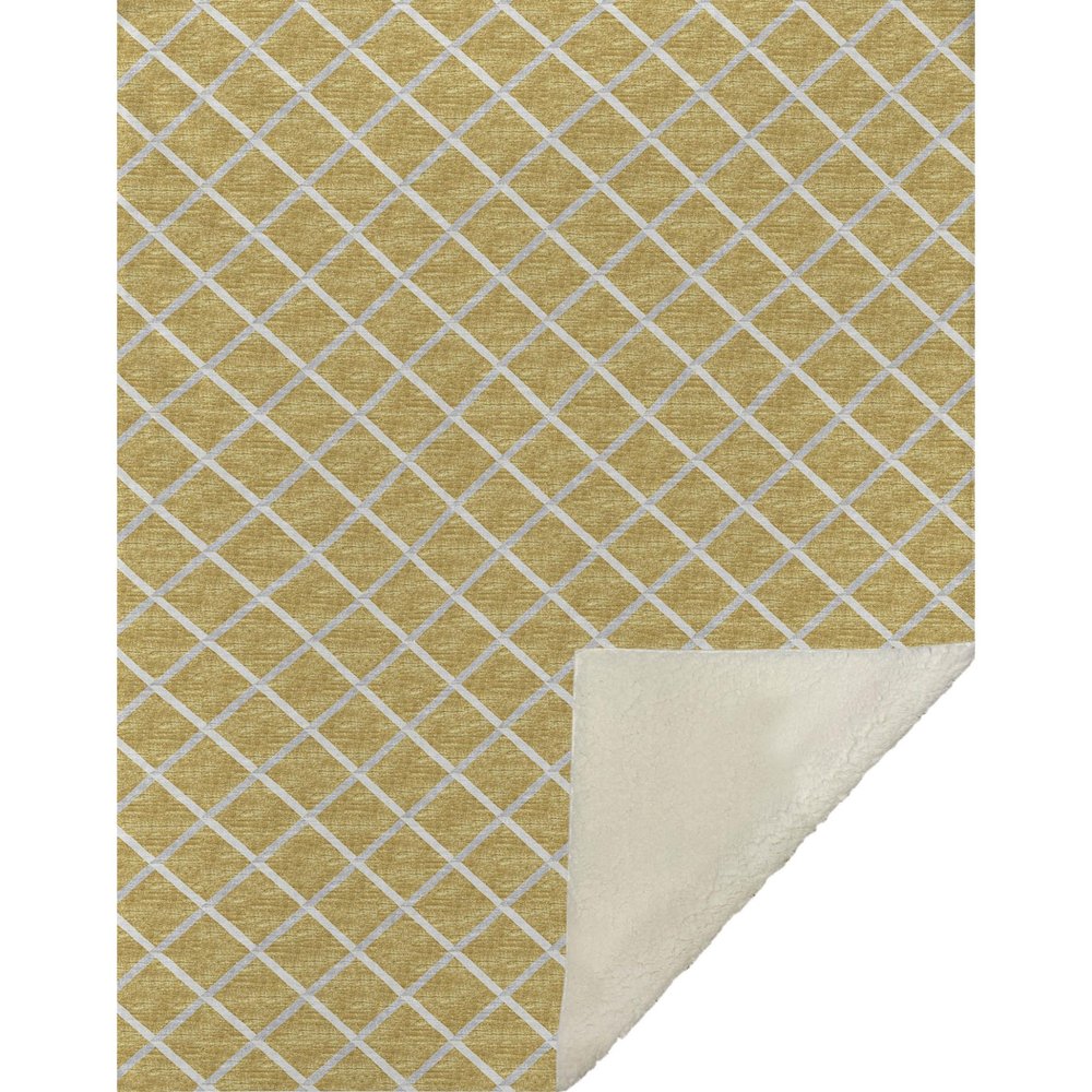 50" X 70" Gold And Ivory Microfiber Geometric Plush Throw Blanket