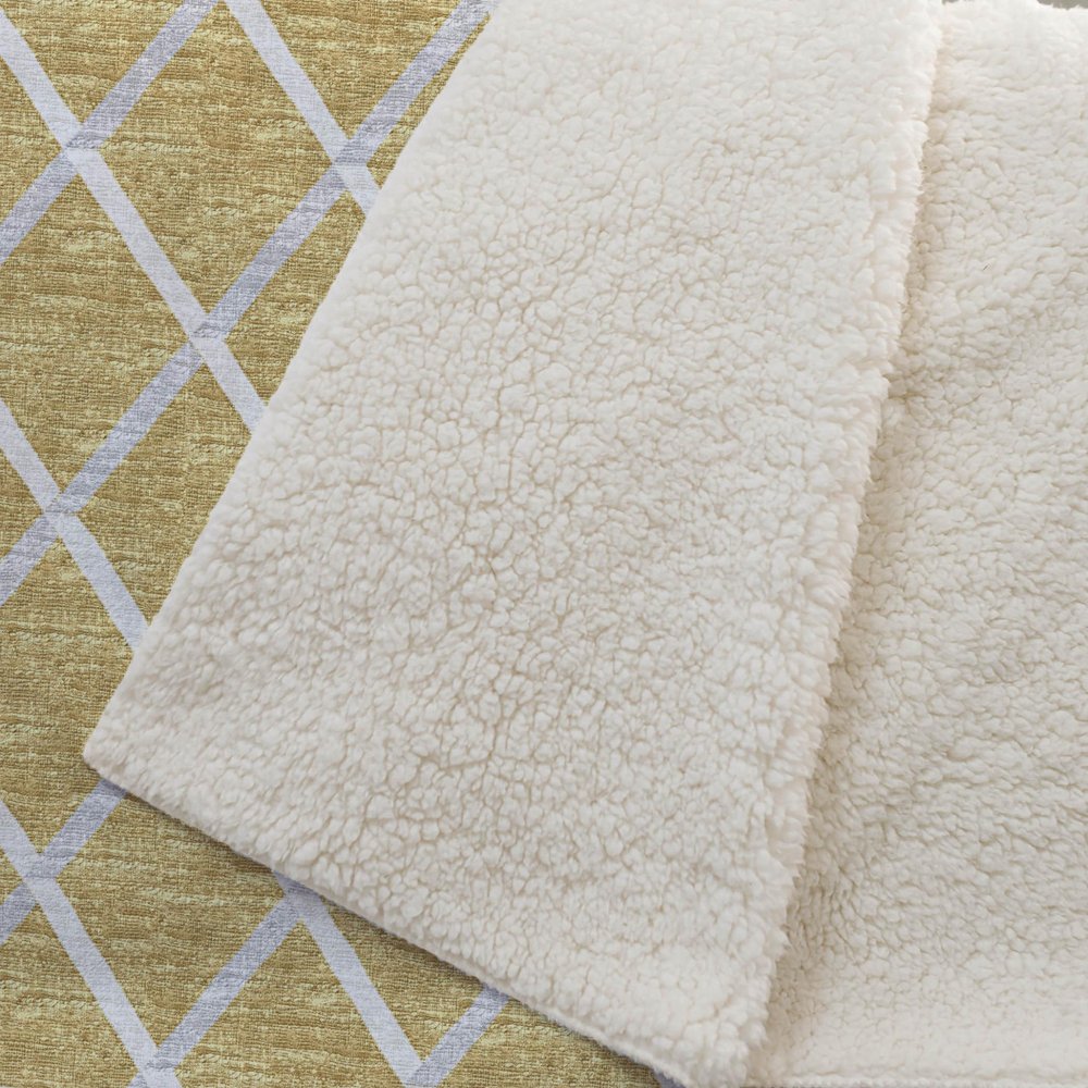50" X 70" Gold And Ivory Microfiber Geometric Plush Throw Blanket
