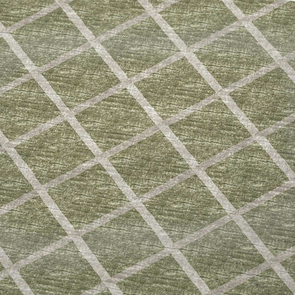 50" X 70" Artichoke Green And Beige Geometric Microfiber Plush Throw Blanket