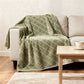 50" X 70" Artichoke Green And Beige Geometric Microfiber Plush Throw Blanket