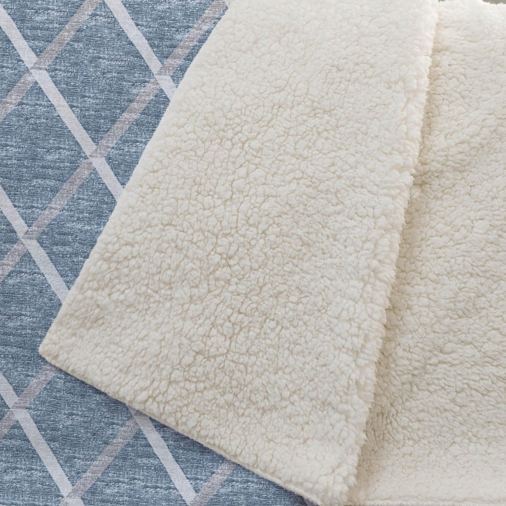 50" X 70" Sky Blue And Ivory Microfiber Geometric Plush Throw Blanket