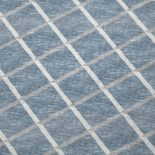 50" X 70" Sky Blue And Ivory Geometric Polyester Woven Plush Throw Blanket